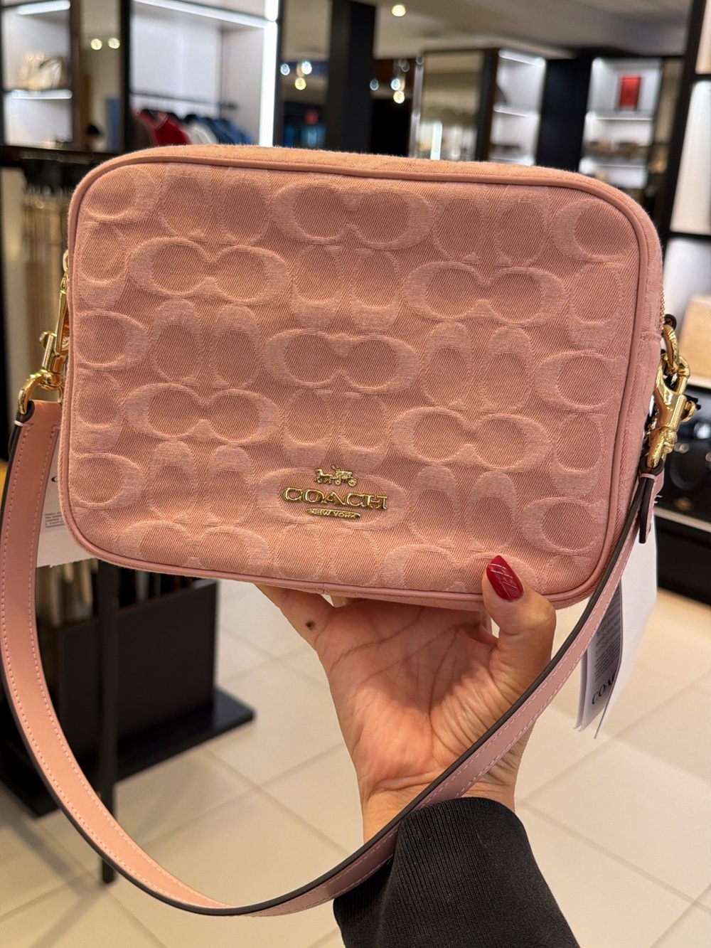 Coach Pink Denim Large Carey Crossbody 🩷